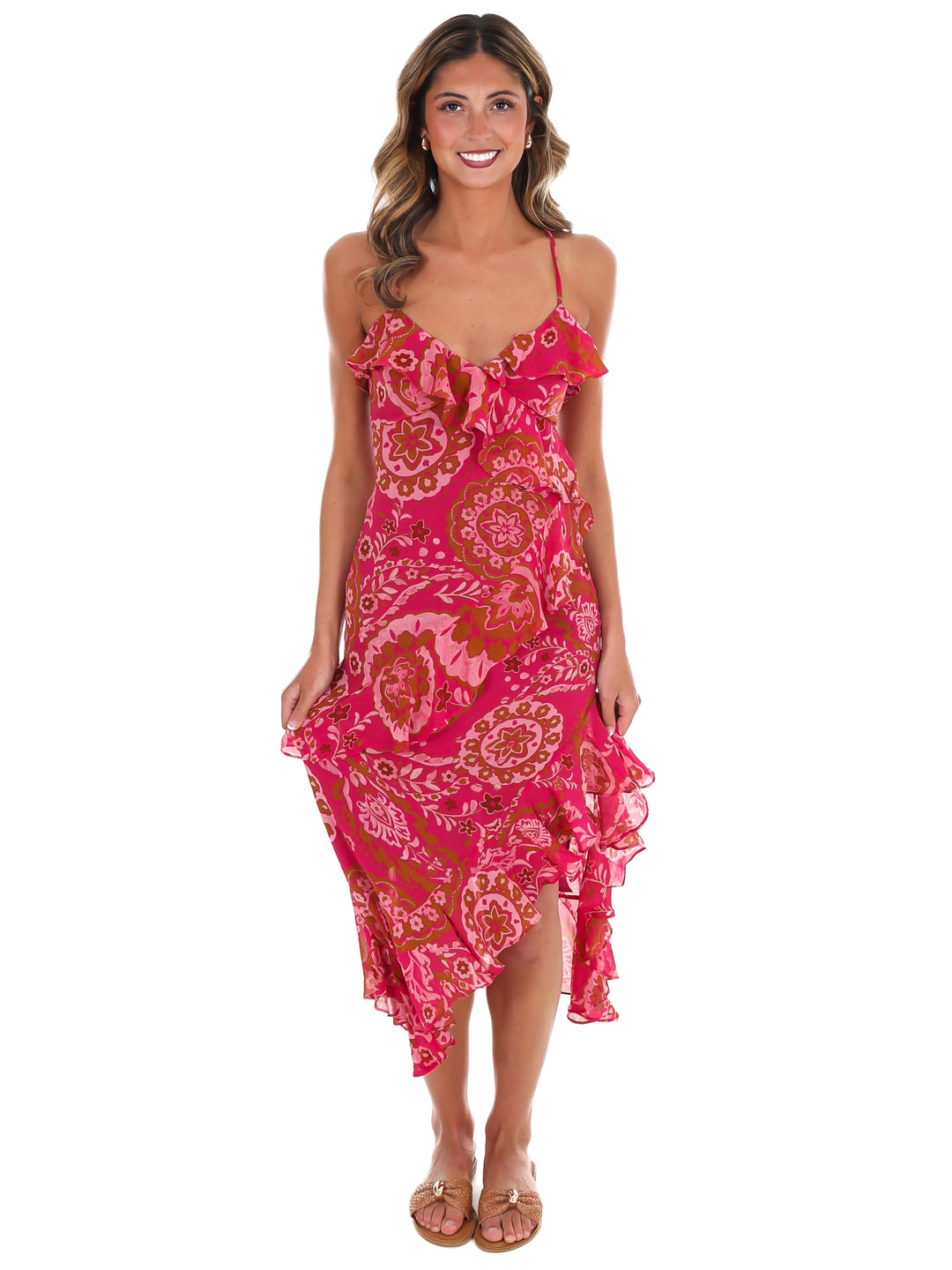 Sunset Muse Ruffle Midi Dress