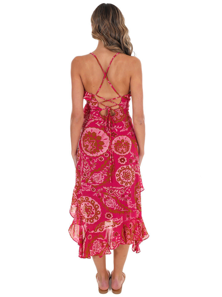 Sunset Muse Ruffle Midi Dress