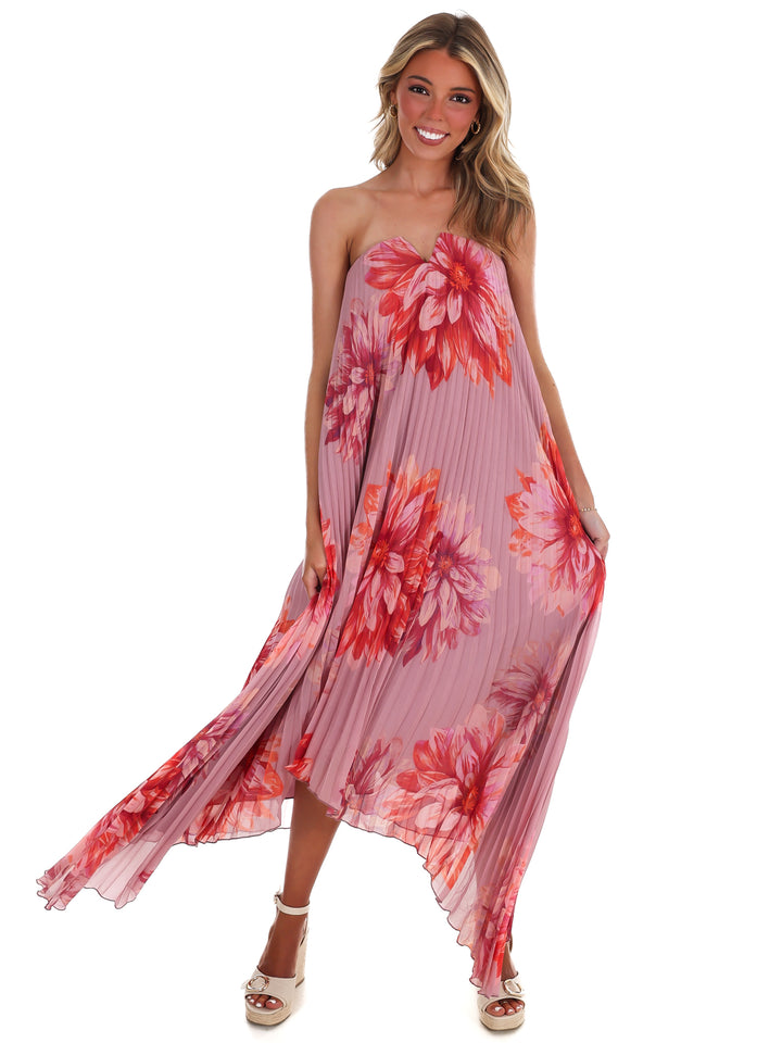 Sweet Blossom Floral Pleated Maxi Dress