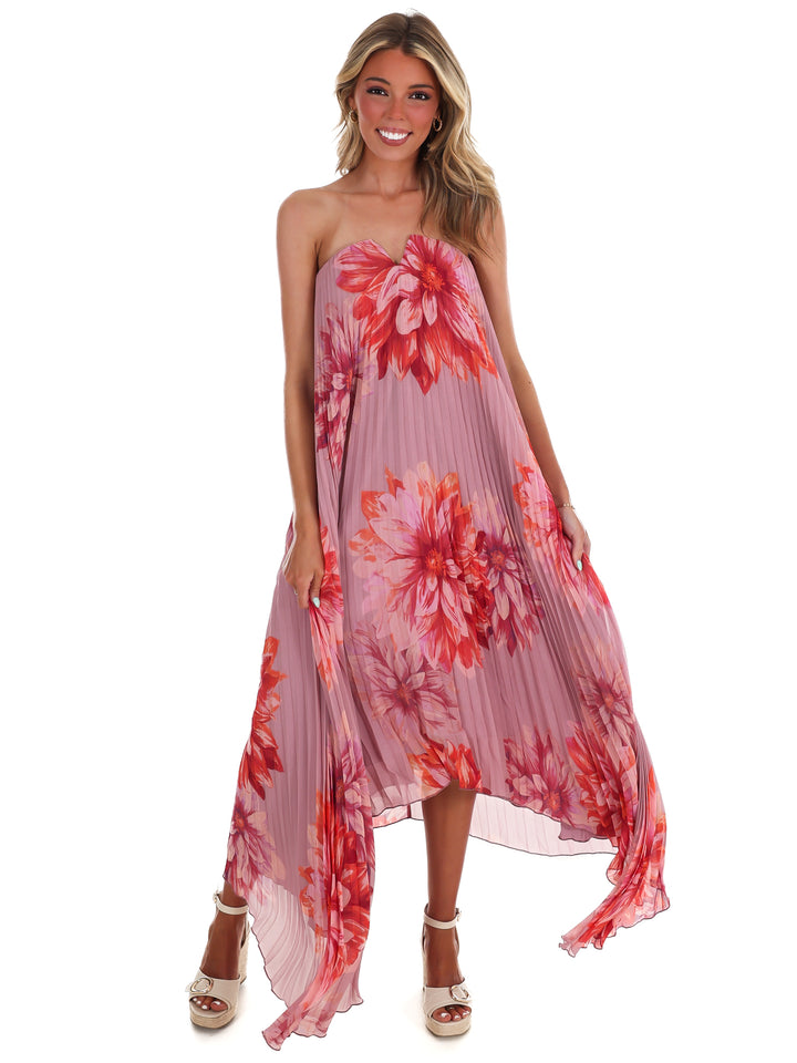 Sweet Blossom Floral Pleated Maxi Dress