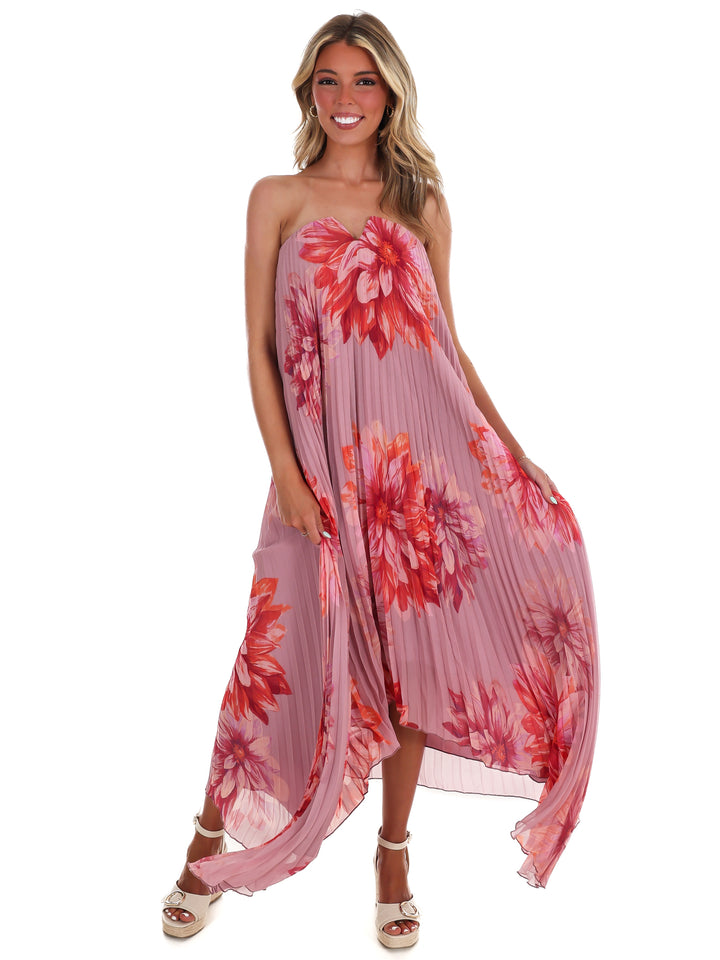 Sweet Blossom Floral Pleated Maxi Dress