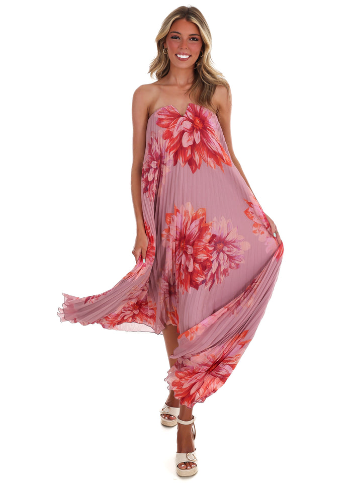 Sweet Blossom Floral Pleated Maxi Dress