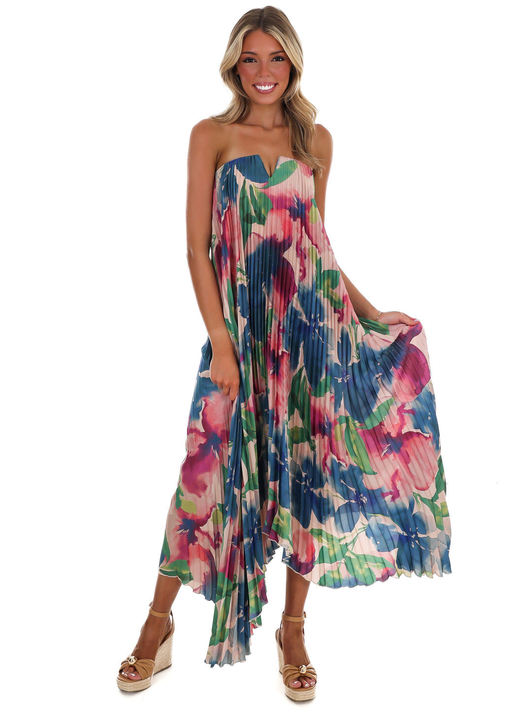 Painted Paradise Pleated Maxi Dress