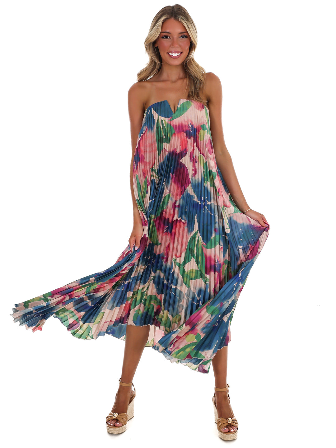 Painted Paradise Pleated Maxi Dress