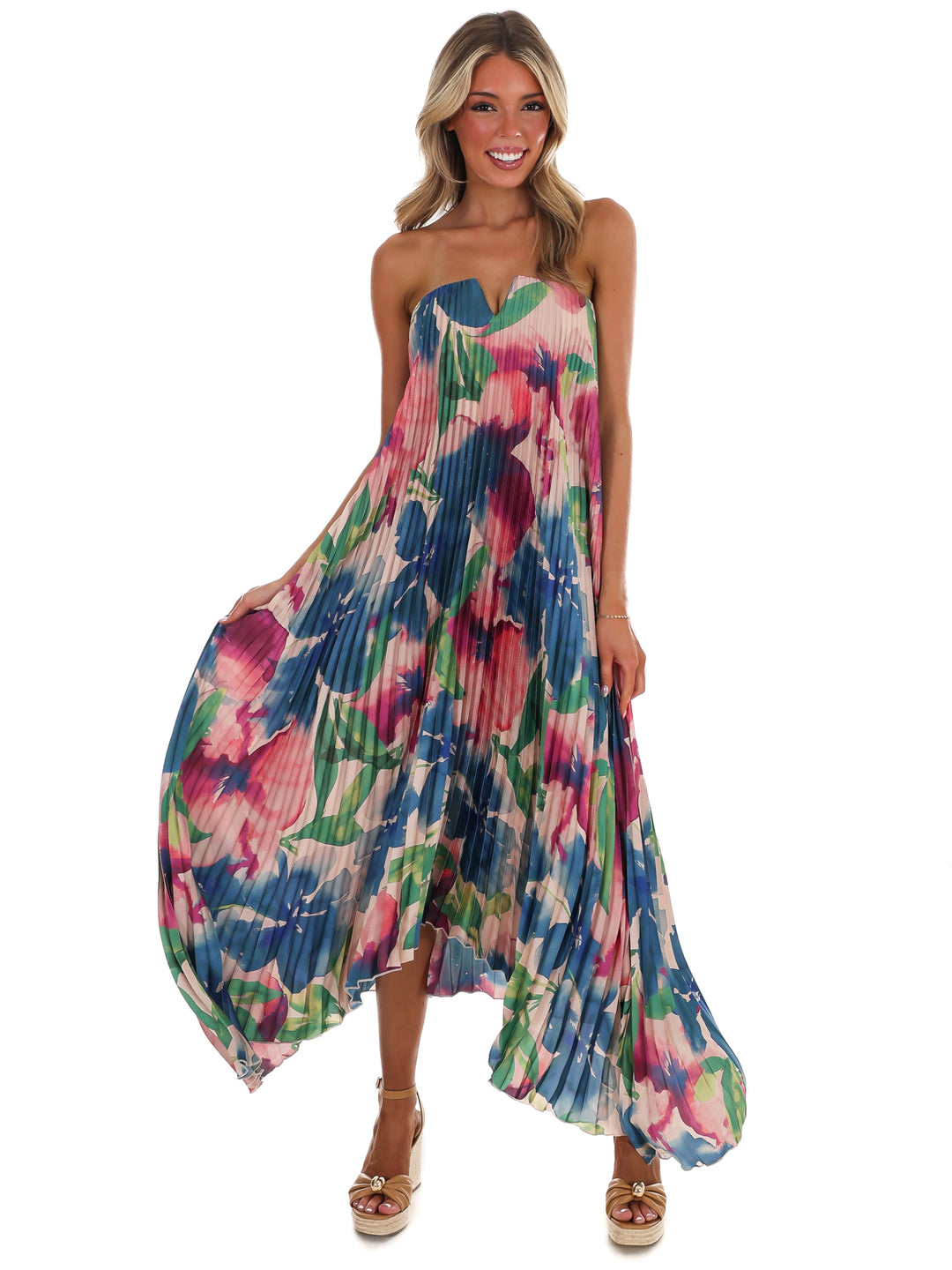 Painted Paradise Pleated Maxi Dress