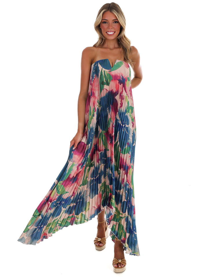 Painted Paradise Pleated Maxi Dress