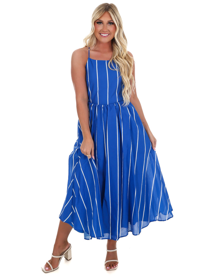 Clean Lines Striped Midi Dress