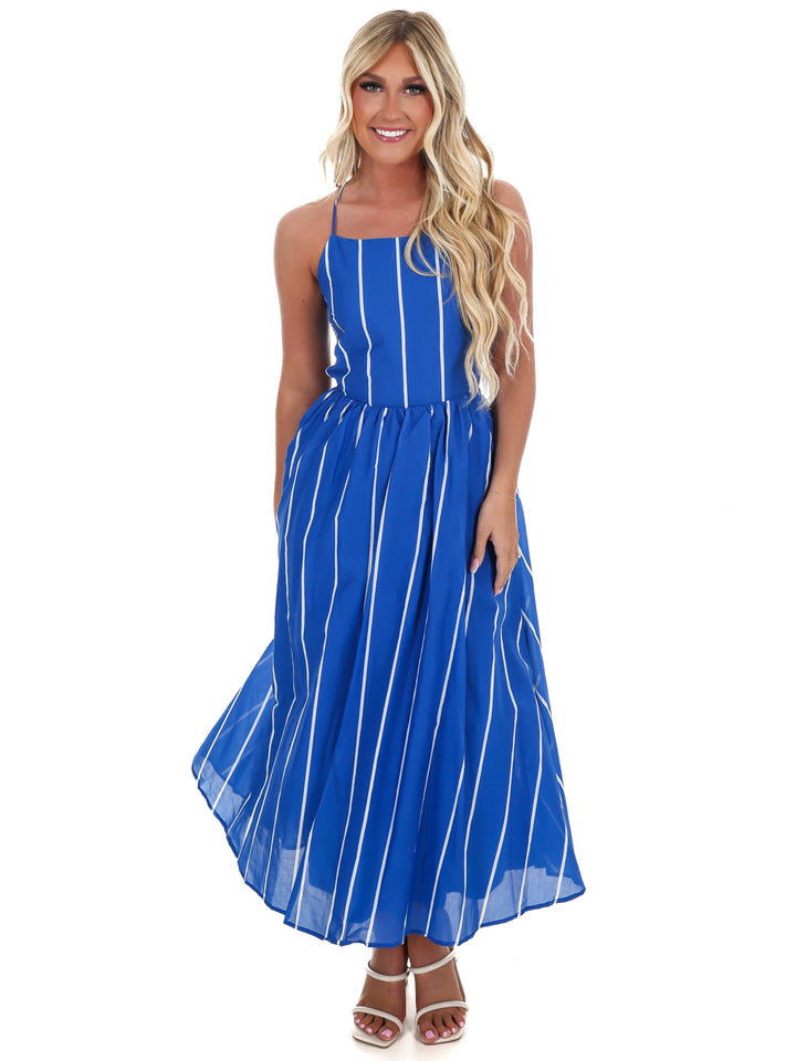 Clean Lines Striped Midi Dress