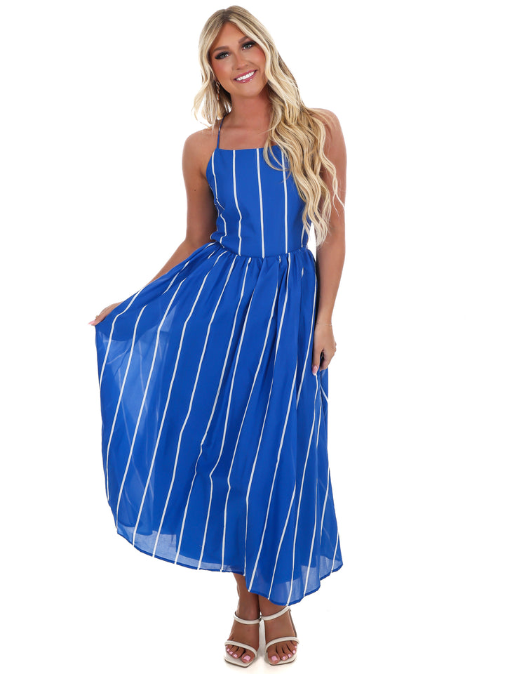 Clean Lines Striped Midi Dress