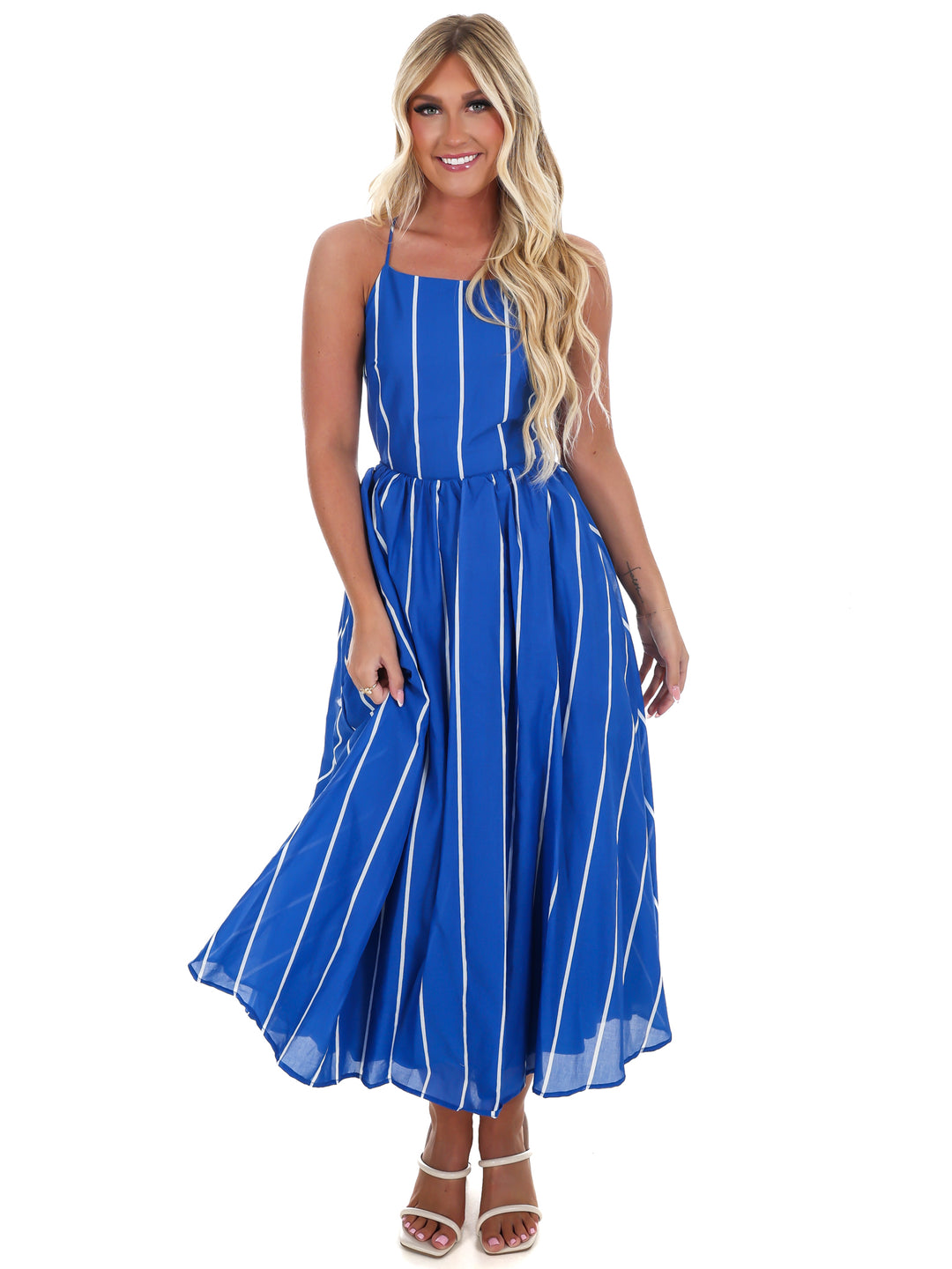 Clean Lines Striped Midi Dress