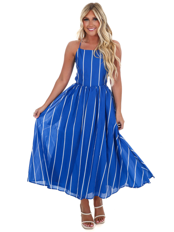 Clean Lines Striped Midi Dress