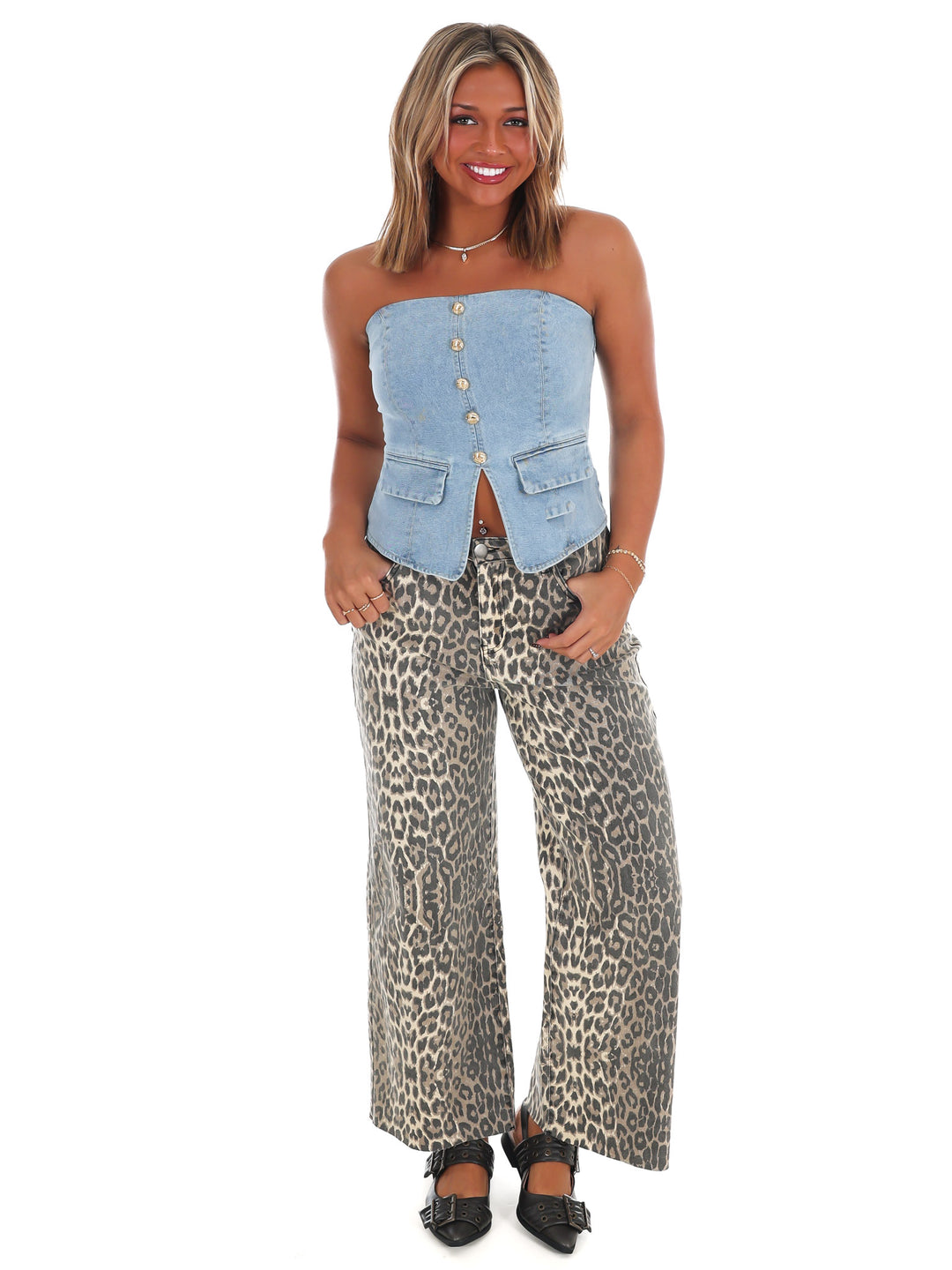 Street Style Strapless Denim Top