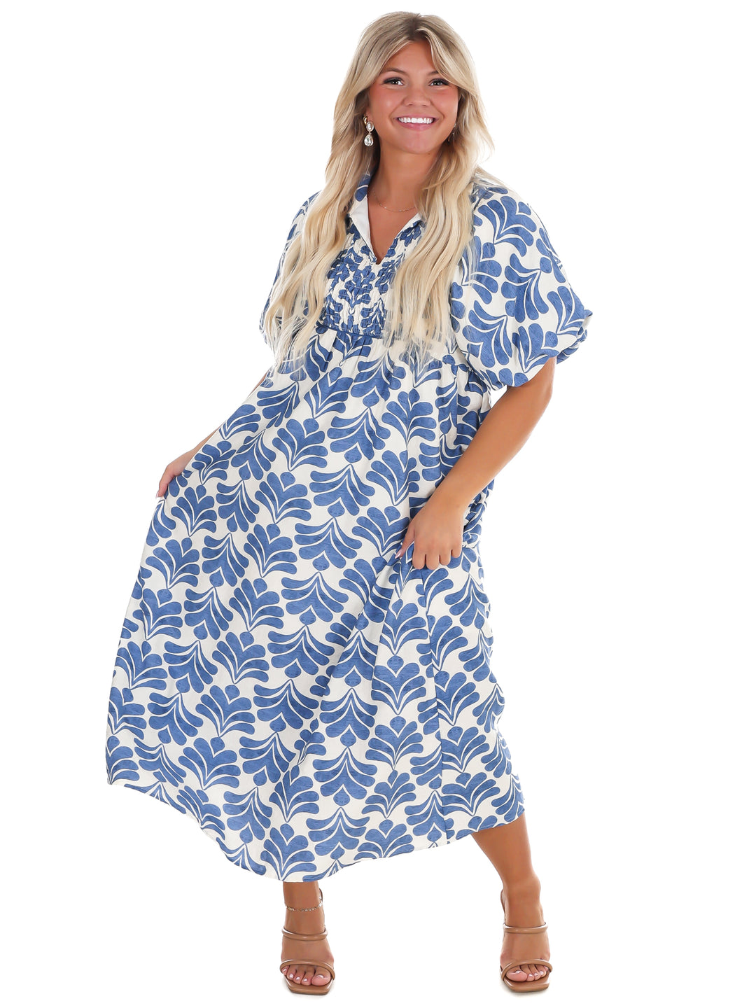 Santorini Stroll Floral Midi Dress