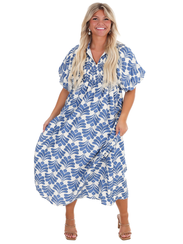 Santorini Stroll Floral Midi Dress