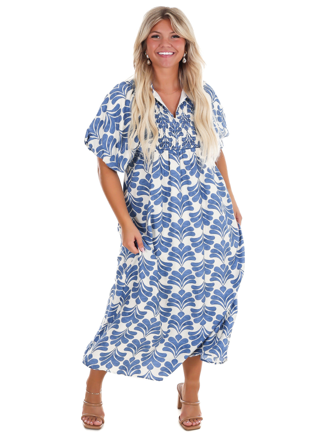 Santorini Stroll Floral Midi Dress