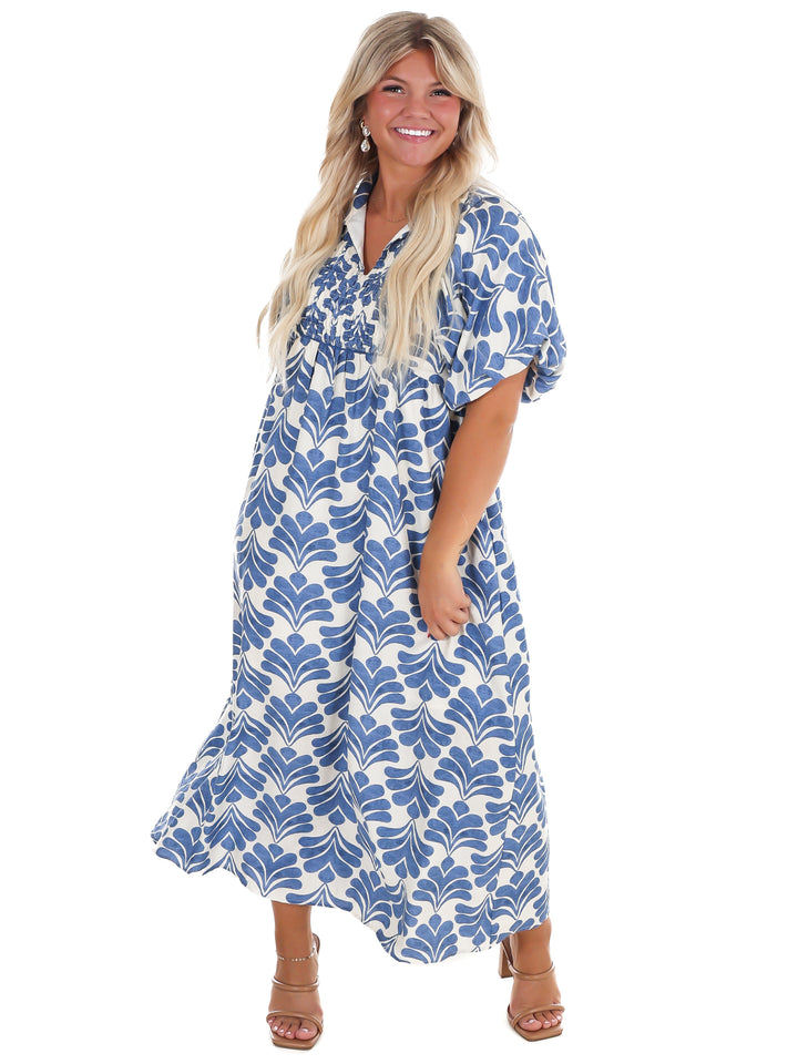 Santorini Stroll Floral Midi Dress
