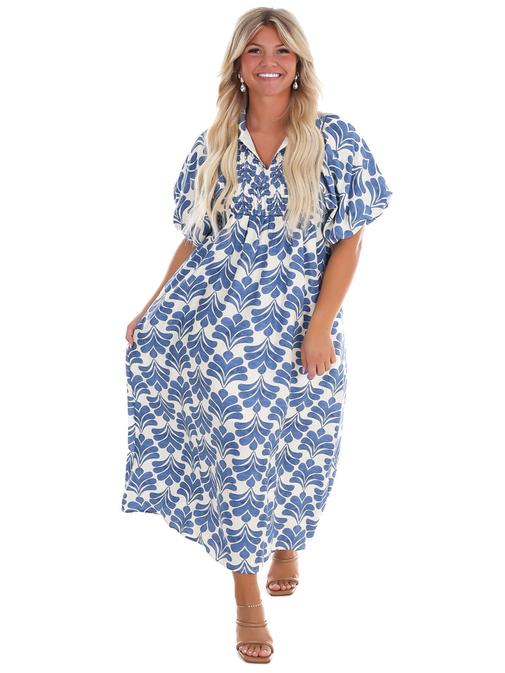 Santorini Stroll Floral Midi Dress