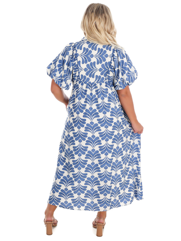 Santorini Stroll Floral Midi Dress