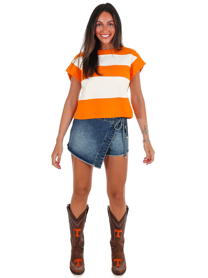 On the Roster Striped Boxy Top