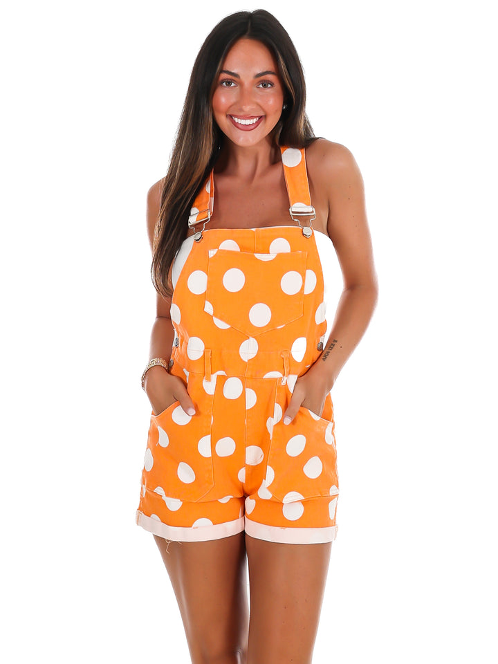 Sideline Style Polka Dot Overalls