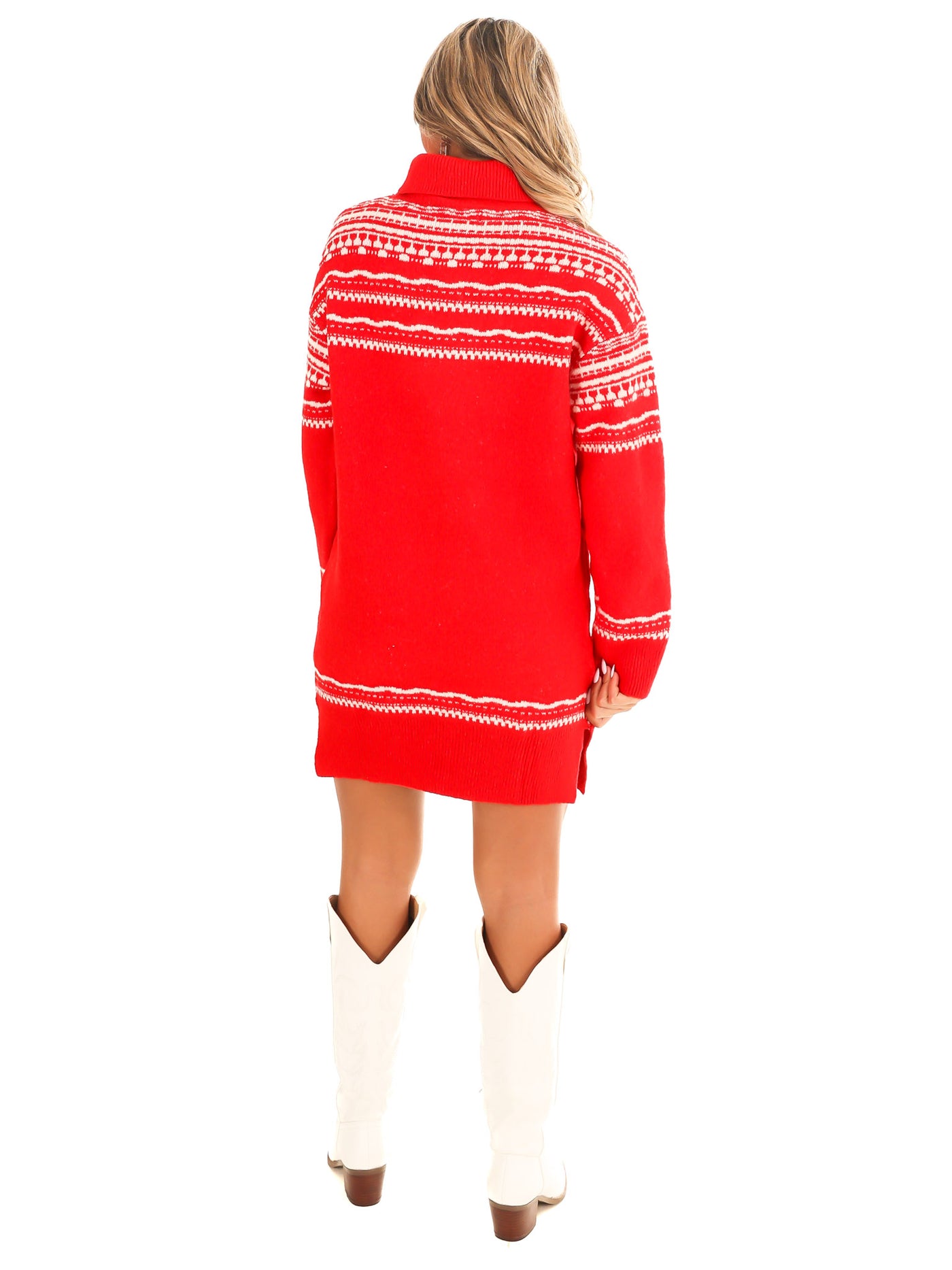 Fair Isle Turtleneck Sweater Dress