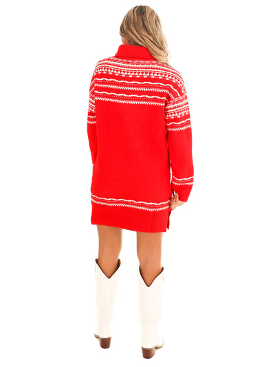 Fair Isle Turtleneck Sweater Dress