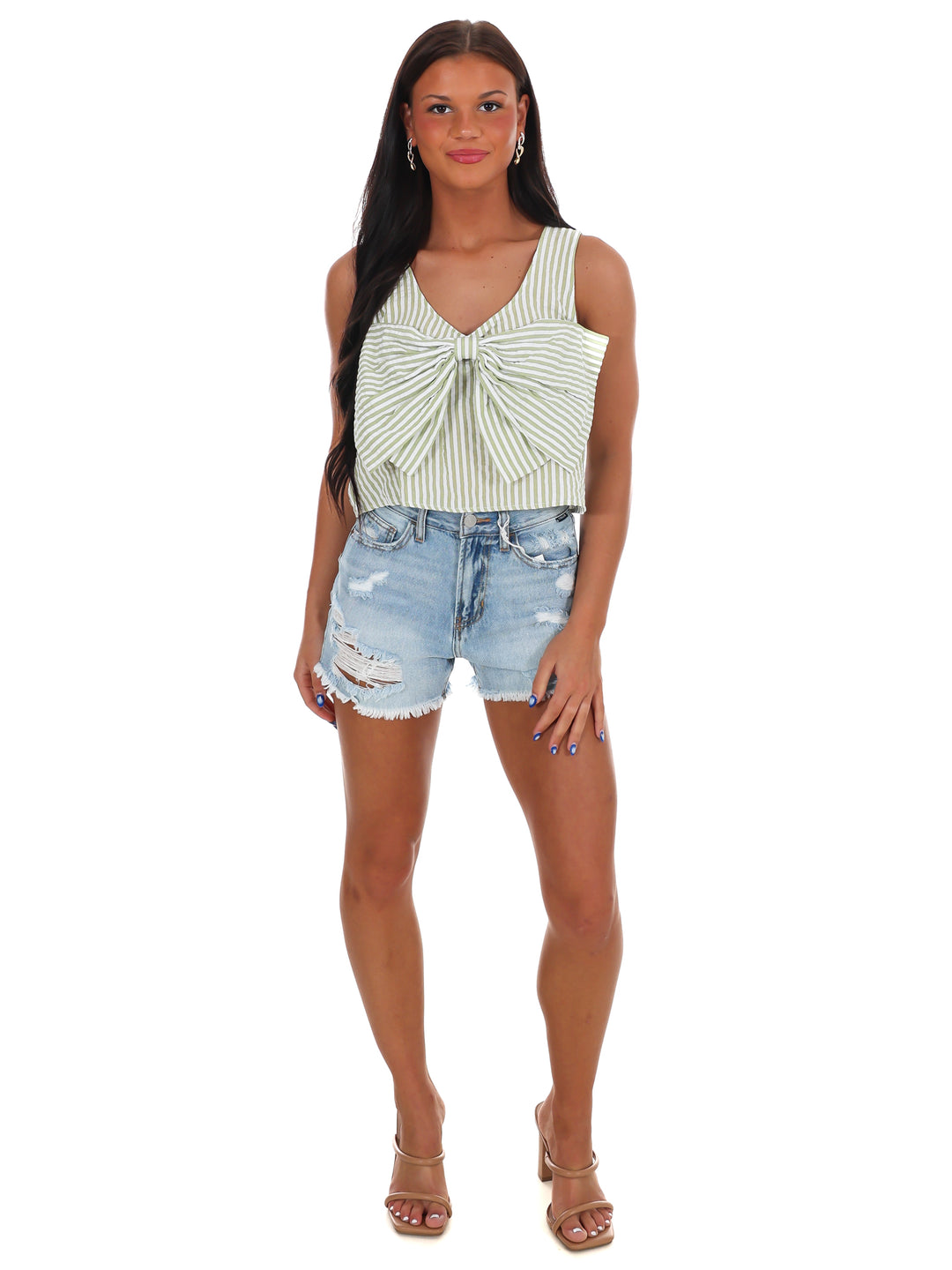 Sugar Stripe Bow Crop Top