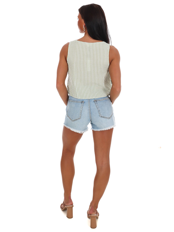 Sugar Stripe Bow Crop Top
