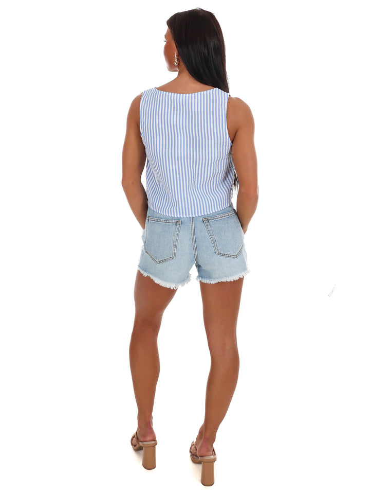 Sugar Stripe Bow Crop Top