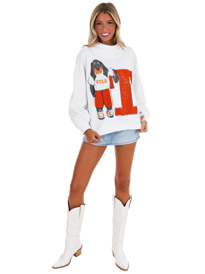 Tennessee Mascot Leaning on Letter Sweatshirt