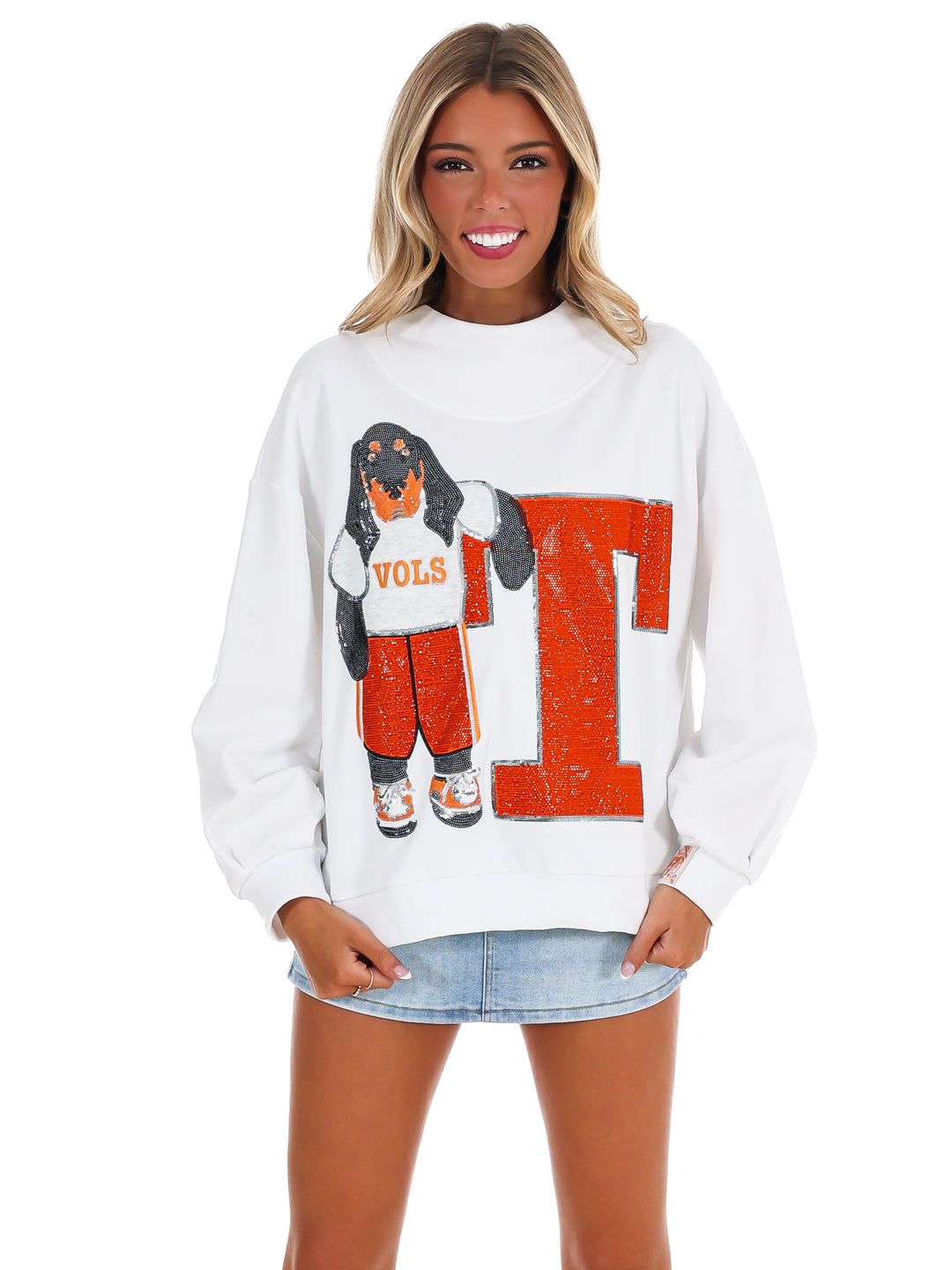 Tennessee Mascot Leaning on Letter Sweatshirt