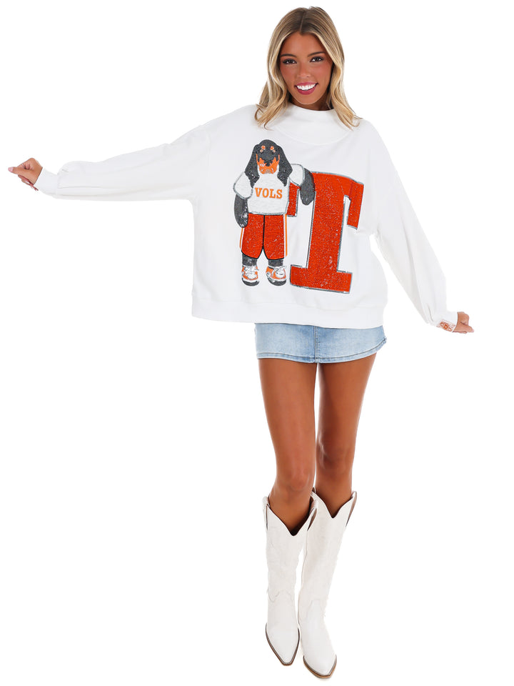Tennessee Mascot Leaning on Letter Sweatshirt