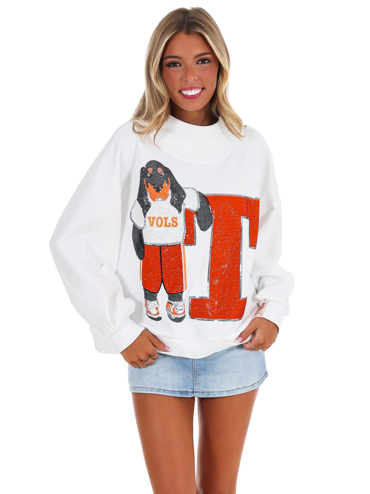 Tennessee Mascot Leaning on Letter Sweatshirt