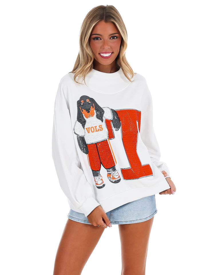 Tennessee Mascot Leaning on Letter Sweatshirt