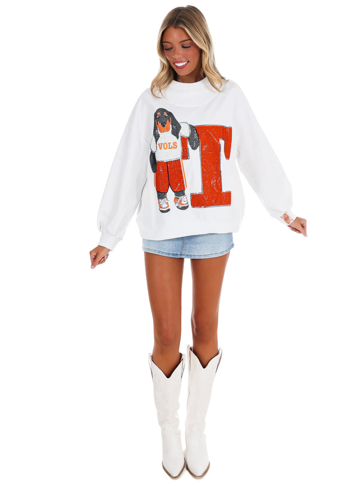 Tennessee Mascot Leaning on Letter Sweatshirt