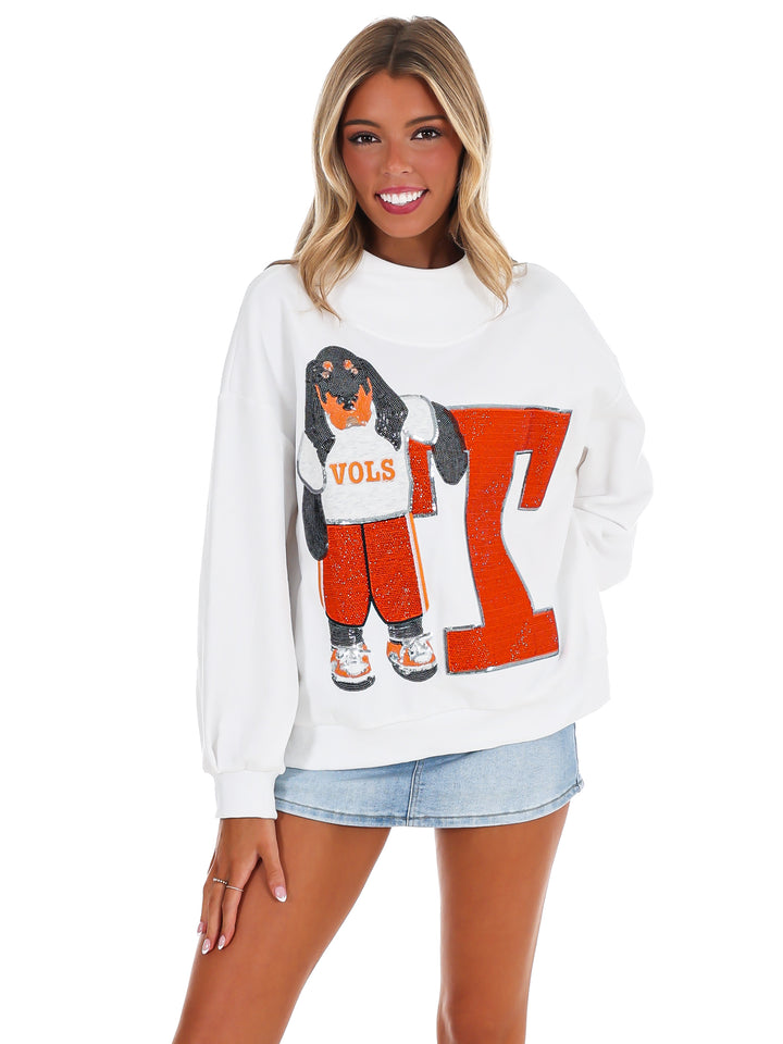 Tennessee Mascot Leaning on Letter Sweatshirt