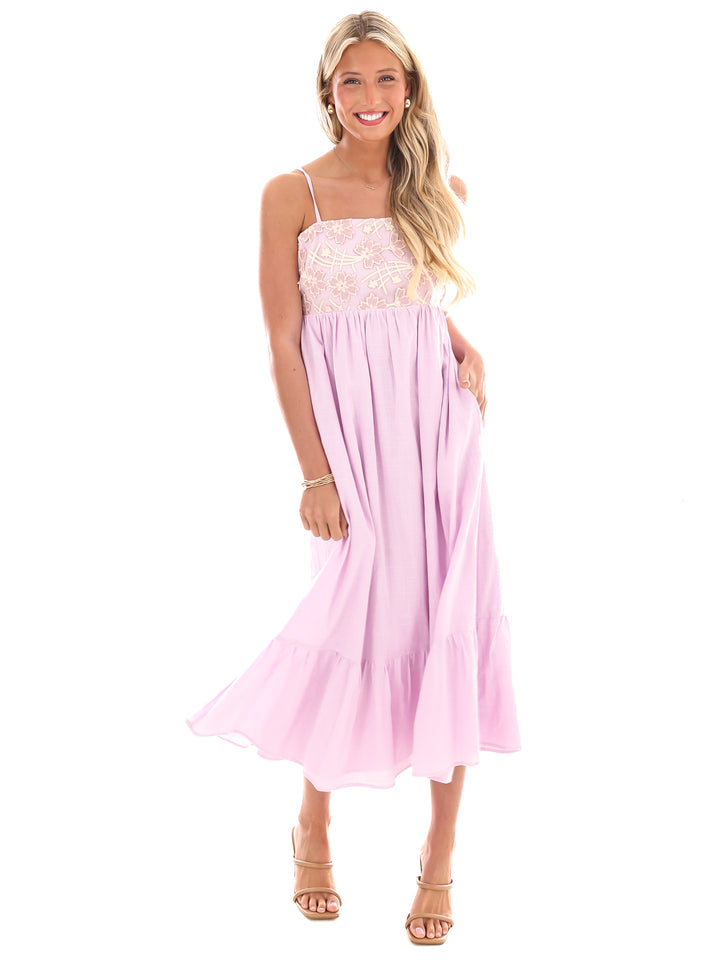 Lakeside Breeze Embroidered Midi Dress