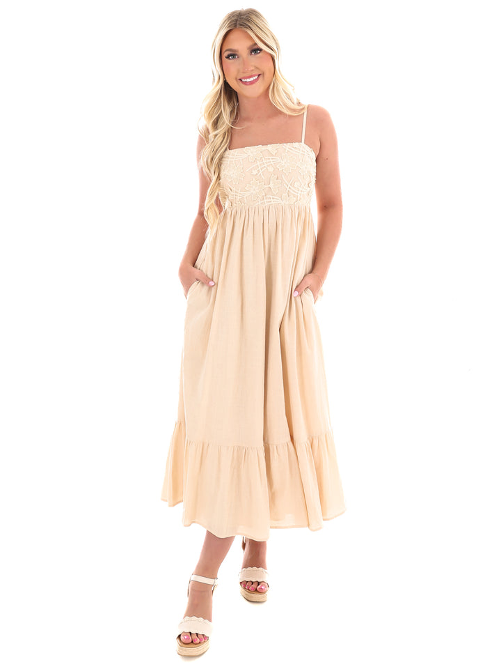 Lakeside Breeze Embroidered Midi Dress