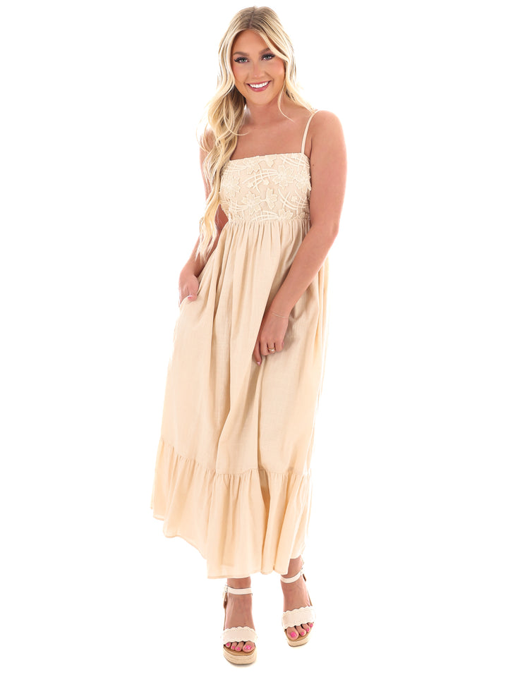 Lakeside Breeze Embroidered Midi Dress