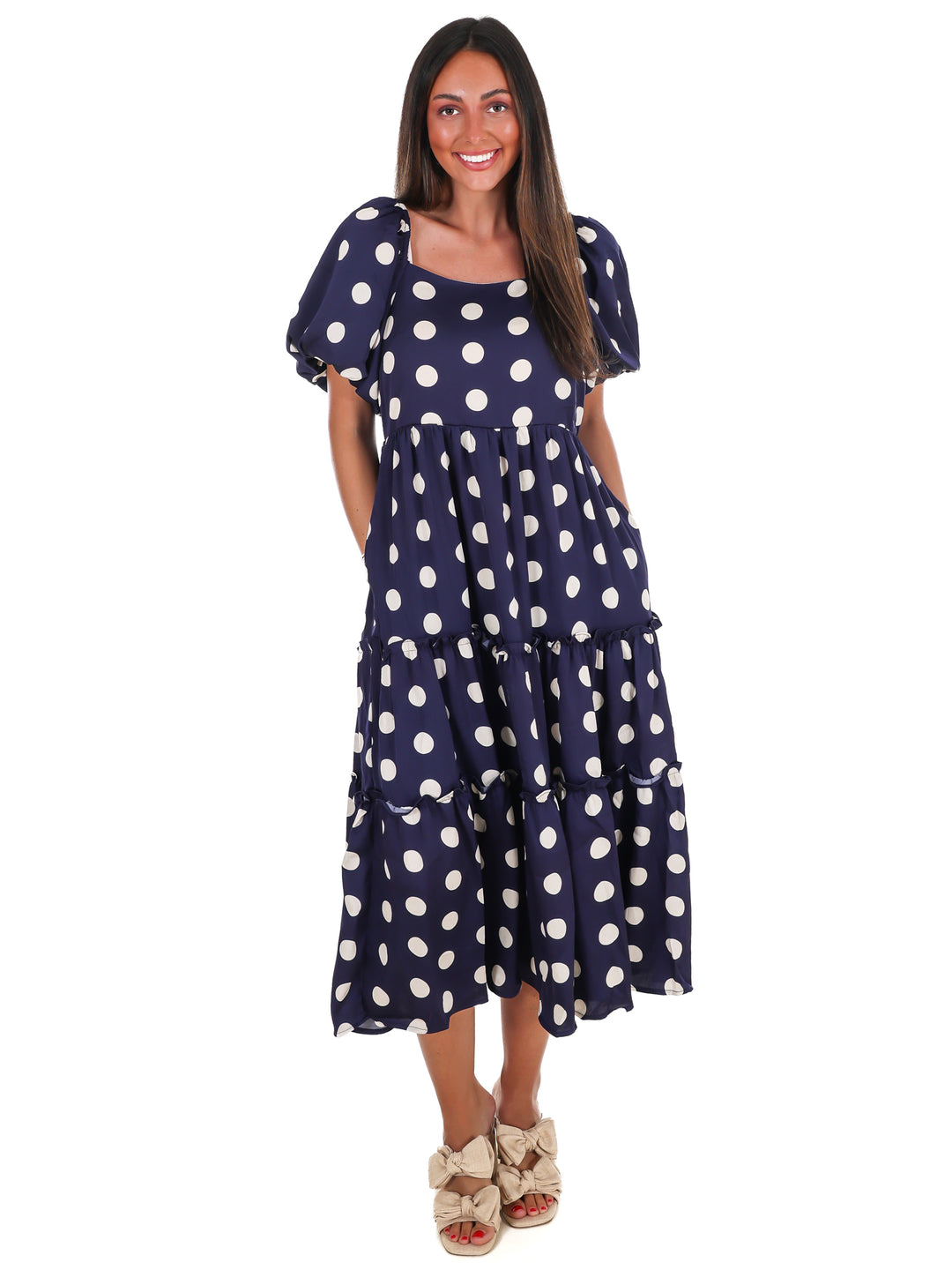 Sunday Brunch Polka Dot Midi Dress