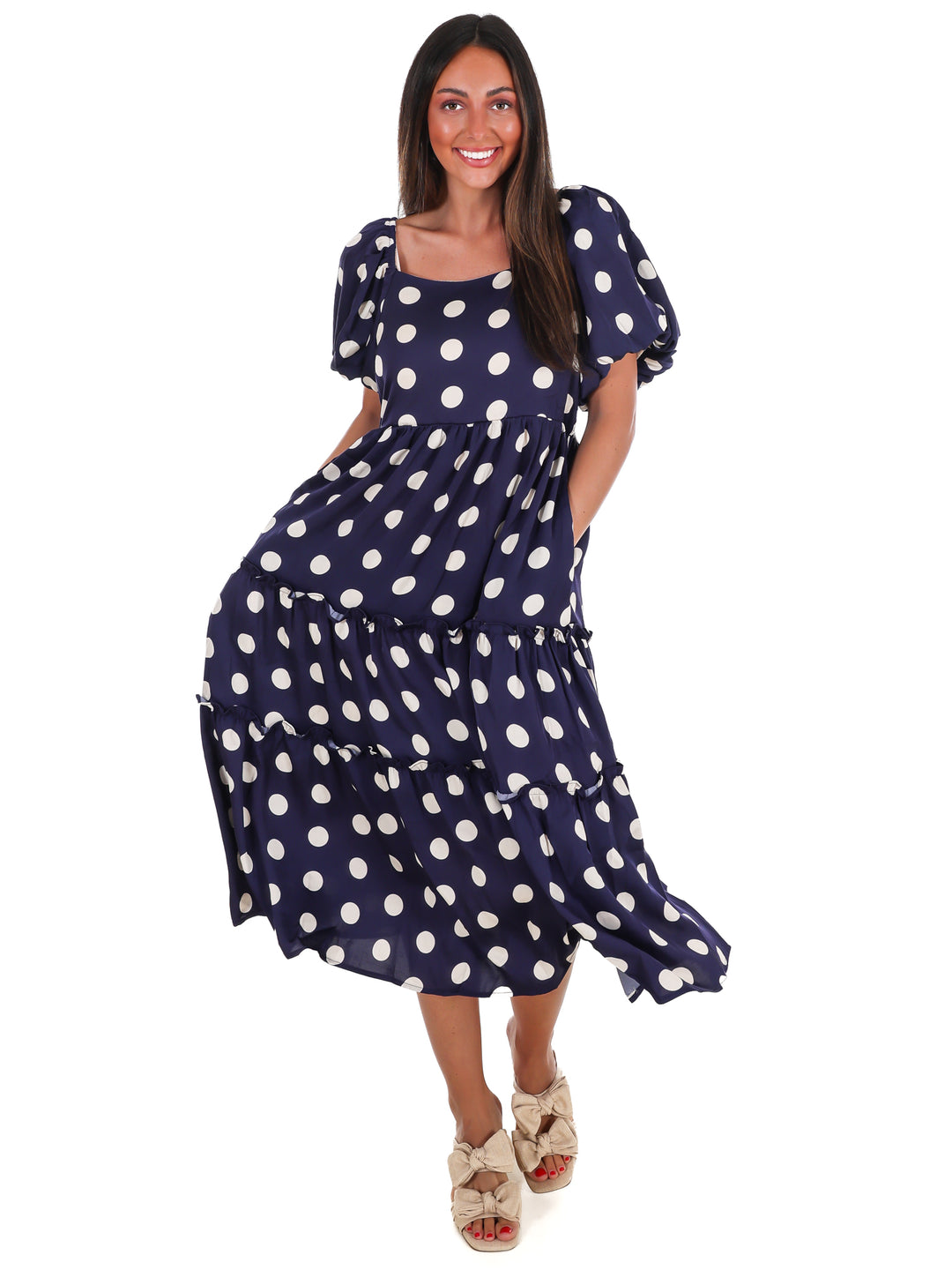 Sunday Brunch Polka Dot Midi Dress