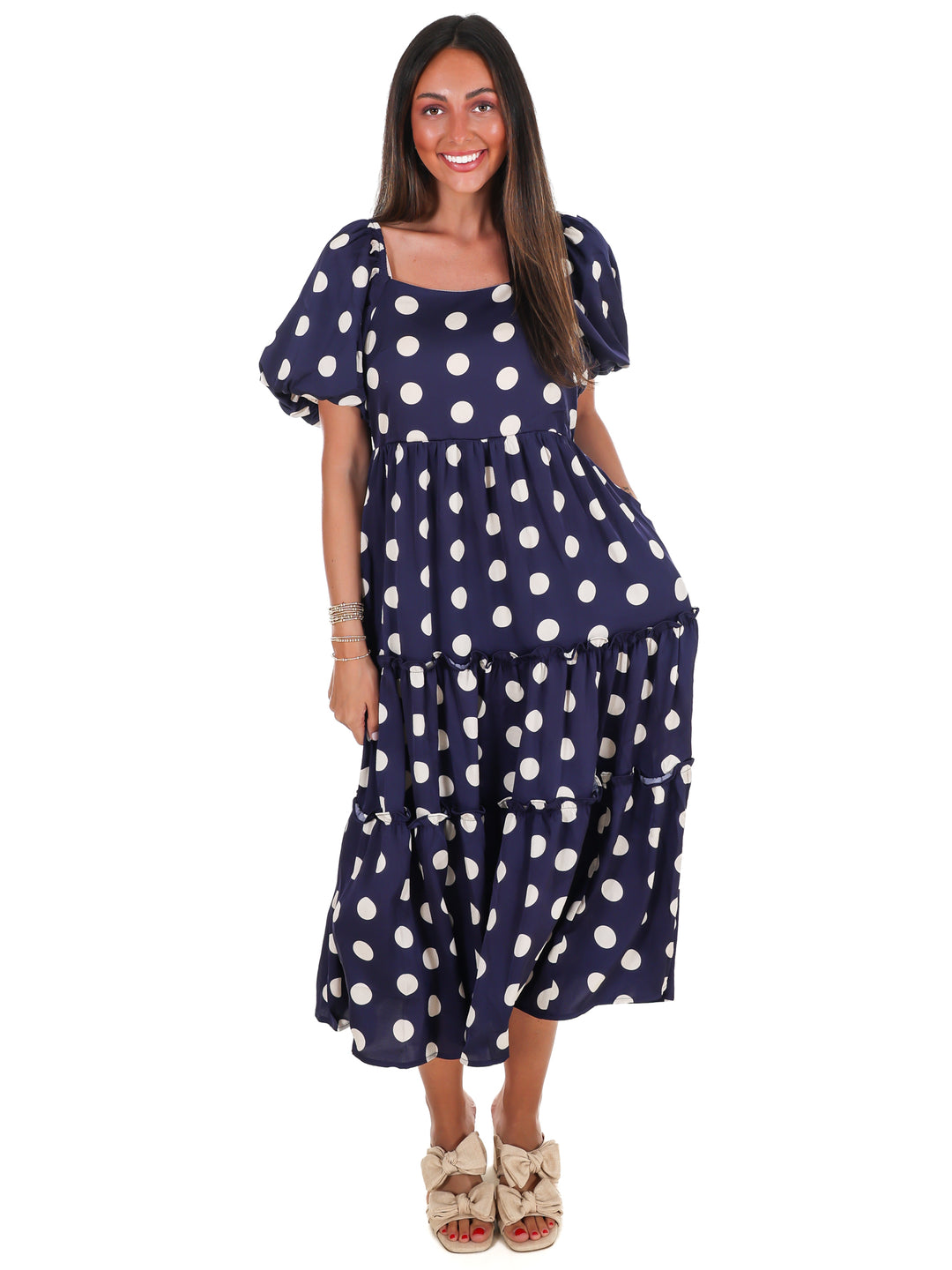 Sunday Brunch Polka Dot Midi Dress