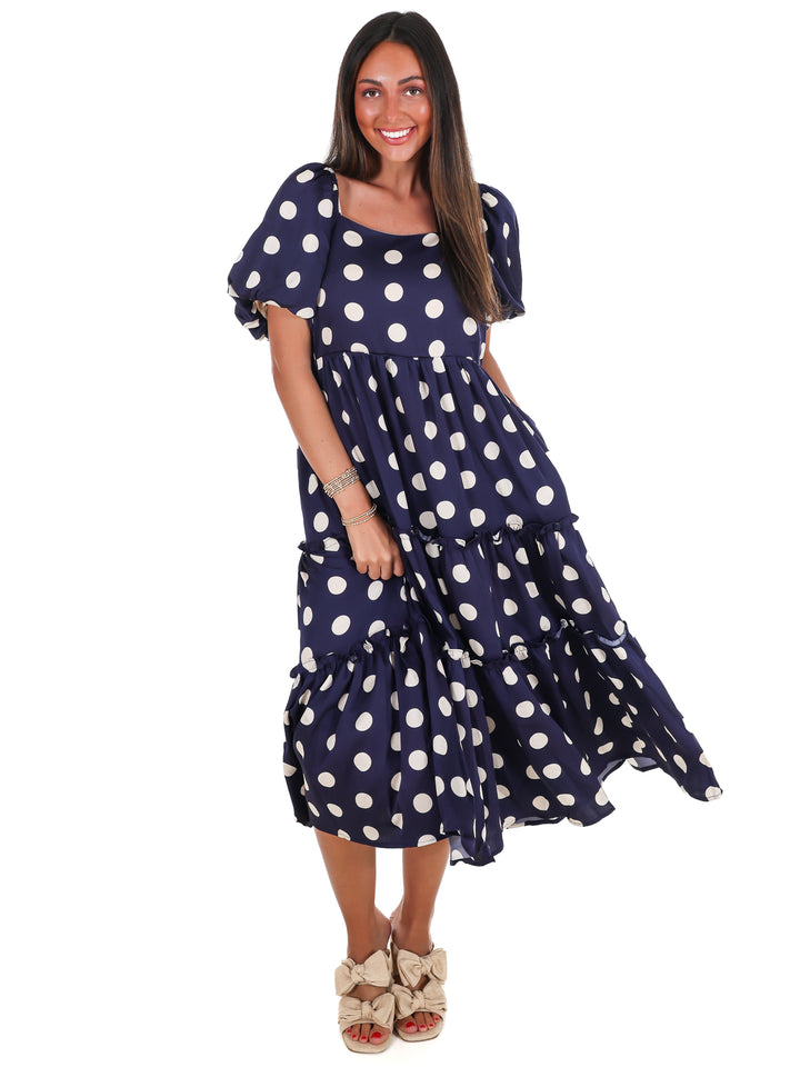 Sunday Brunch Polka Dot Midi Dress