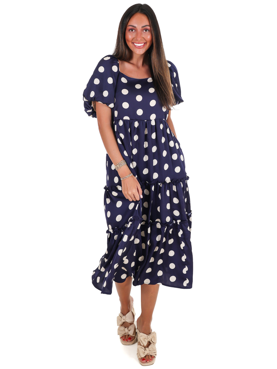 Sunday Brunch Polka Dot Midi Dress