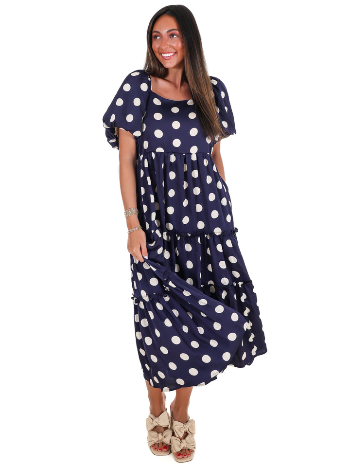 Sunday Brunch Polka Dot Midi Dress