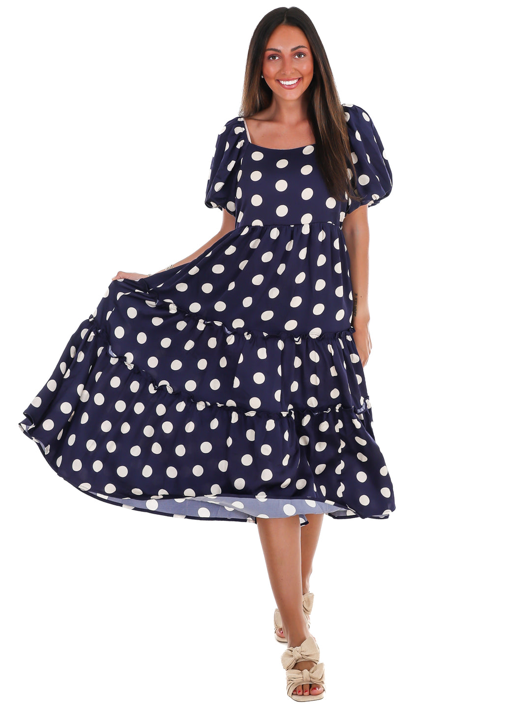 Sunday Brunch Polka Dot Midi Dress