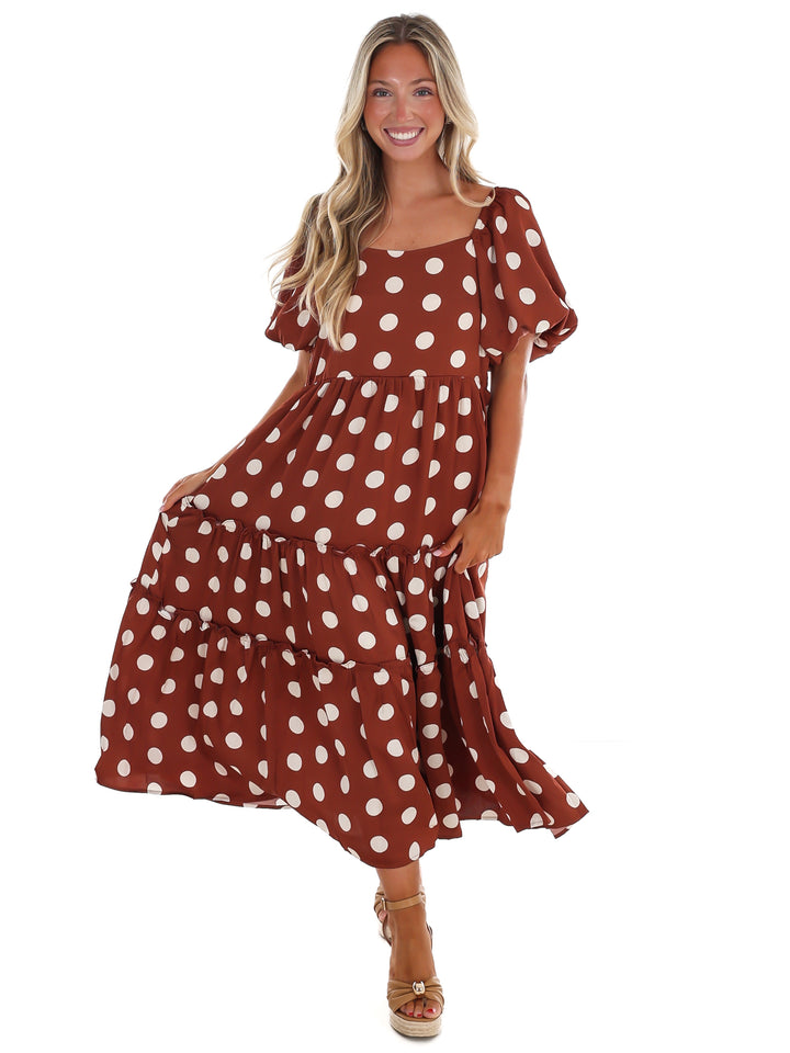 Sunday Brunch Polka Dot Midi Dress