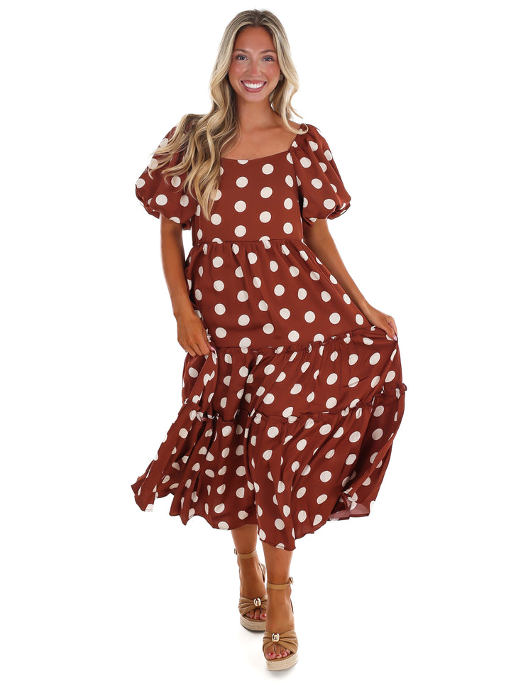 Sunday Brunch Polka Dot Midi Dress