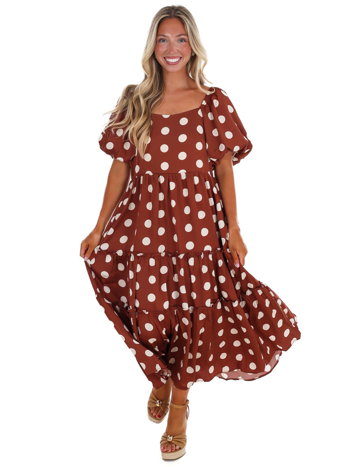 Sunday Brunch Polka Dot Midi Dress