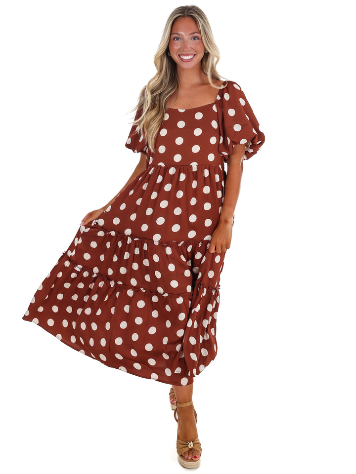 Sunday Brunch Polka Dot Midi Dress
